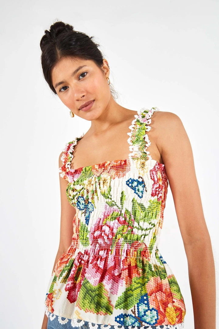 FARM RIO VINTAGE FLORAL BLOUSE 1 FARM RIO VINTAGE FLORAL BLOUSE