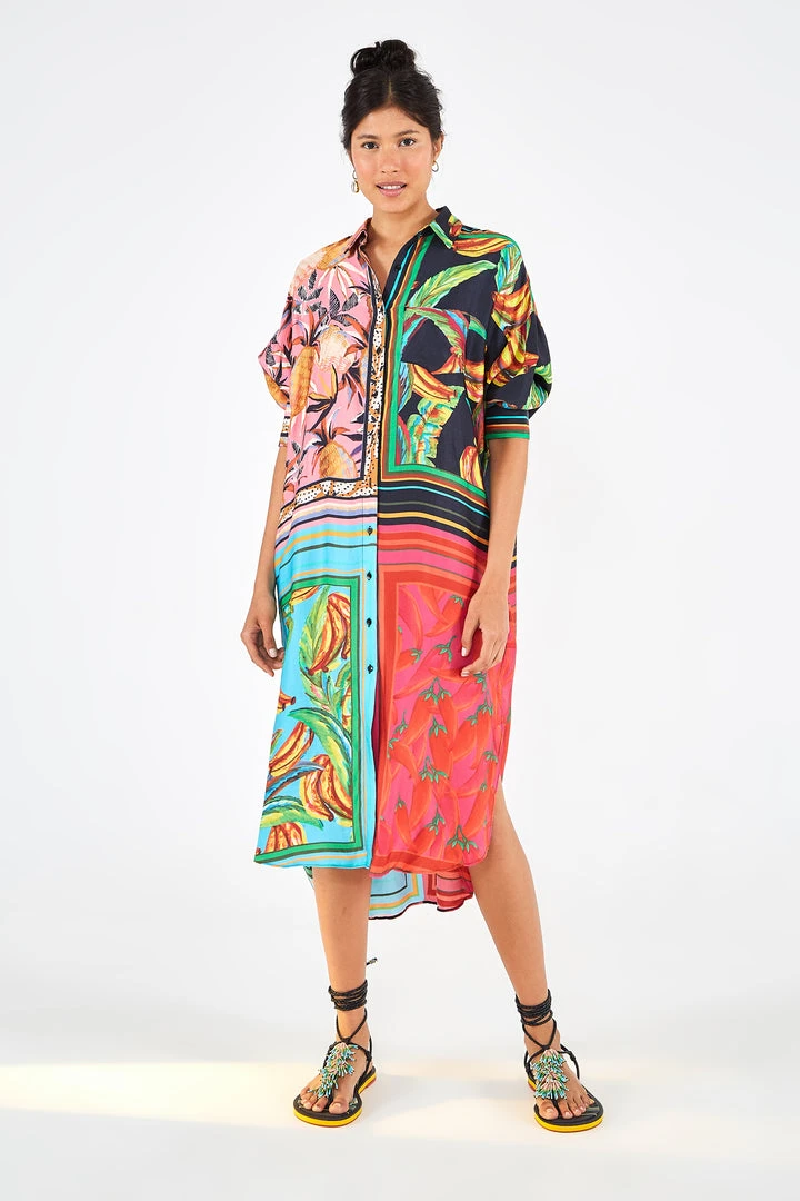 FARM RIO Mixed Scarves Shirtdress 1 FARM RIO Mixed Scarves Shirtdress