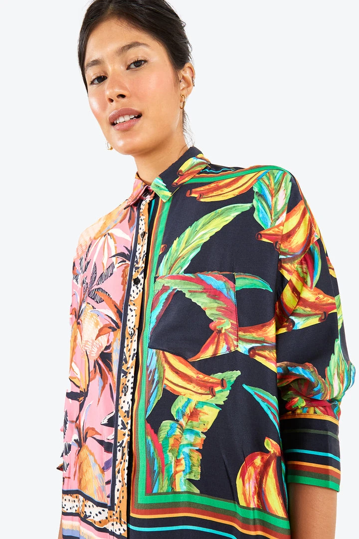 FARM RIO Mixed Scarves Shirtdress 2 FARM RIO Mixed Scarves Shirtdress