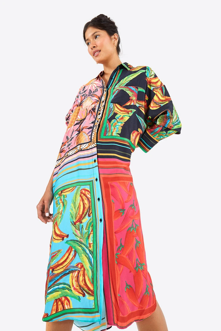 FARM RIO Mixed Scarves Shirtdress 4 FARM RIO Mixed Scarves Shirtdress