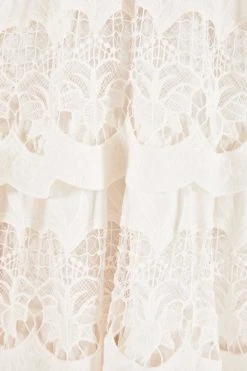 FARM RIO OFF WHITE RICHELIEU MIDI DRESS New In 7 FARM RIO OFF WHITE RICHELIEU MIDI DRESS New In