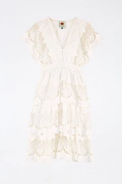 FARM RIO OFF WHITE RICHELIEU MIDI DRESS New In 6 FARM RIO OFF WHITE RICHELIEU MIDI DRESS New In