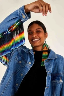 FARM RIO Outerwear YAWANAWA EMBROIDERED FRINGE DENIM JACKET 7 FARM RIO Outerwear YAWANAWA EMBROIDERED FRINGE DENIM JACKET