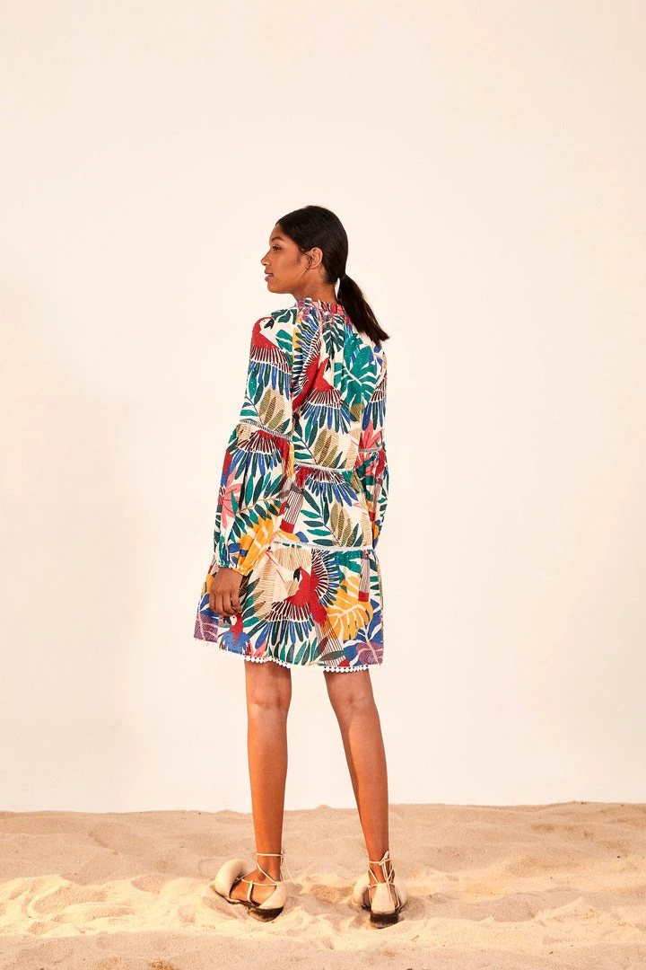 FARM RIO OFF WHITE MACAW MINI DRESS New In 3 FARM RIO OFF WHITE MACAW MINI DRESS New In