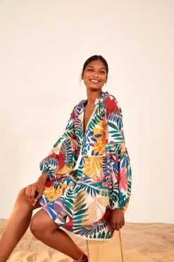 FARM RIO OFF WHITE MACAW MINI DRESS New In 8 FARM RIO OFF WHITE MACAW MINI DRESS New In