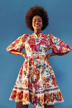 FARM RIO WHITE SPRING BANANAS BELTED MINI DRESS Most Loved