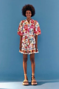 FARM RIO WHITE SPRING BANANAS BELTED MINI DRESS Most Loved 9 FARM RIO WHITE SPRING BANANAS BELTED MINI DRESS Most Loved