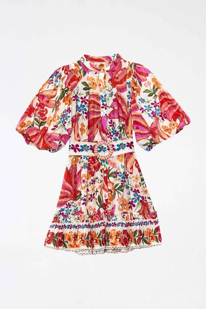 FARM RIO WHITE SPRING BANANAS BELTED MINI DRESS Most Loved 6 FARM RIO WHITE SPRING BANANAS BELTED MINI DRESS Most Loved