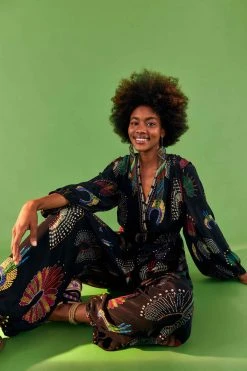 FARM RIO WONDERFUL HEADDRESS LONG SLEEVE JUMPSUIT New In