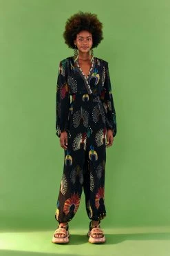 FARM RIO WONDERFUL HEADDRESS LONG SLEEVE JUMPSUIT New In 11 FARM RIO WONDERFUL HEADDRESS LONG SLEEVE JUMPSUIT New In