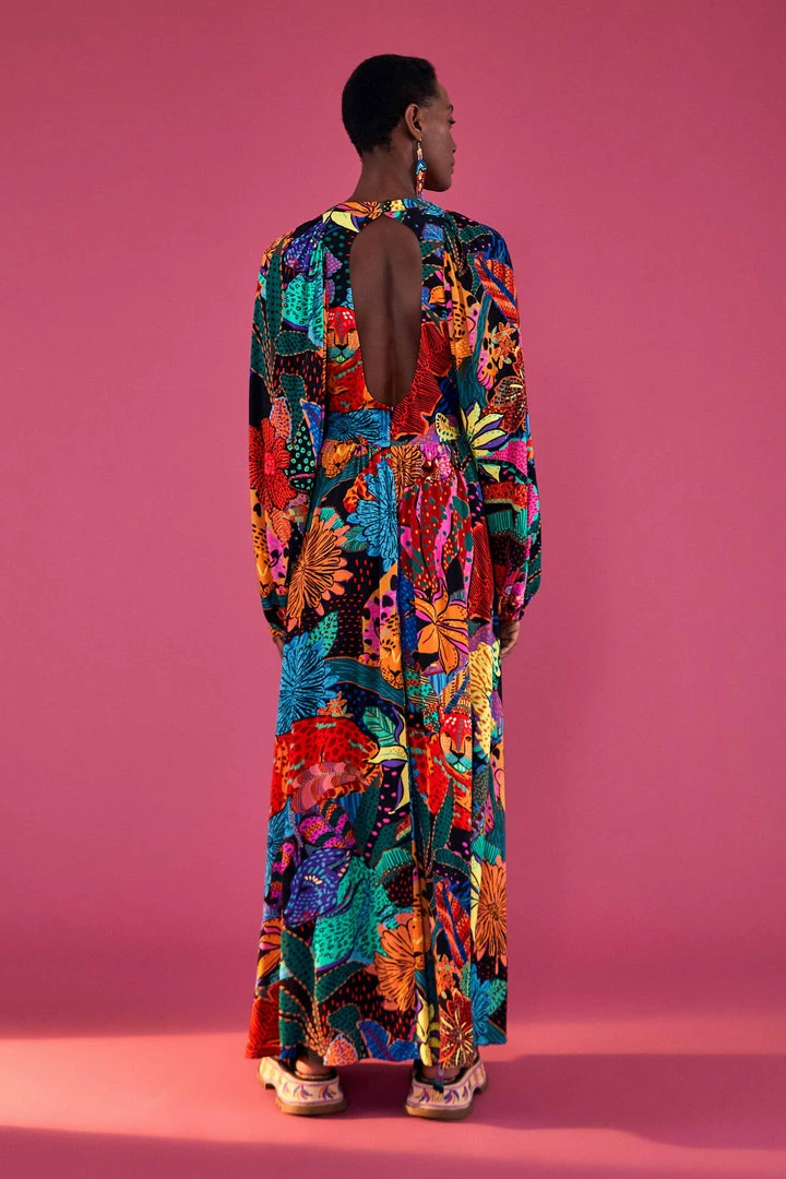 FARM RIO Most Loved Black Cool Leopards V Neck Maxi Dress 2 FARM RIO Most Loved Black Cool Leopards V Neck Maxi Dress