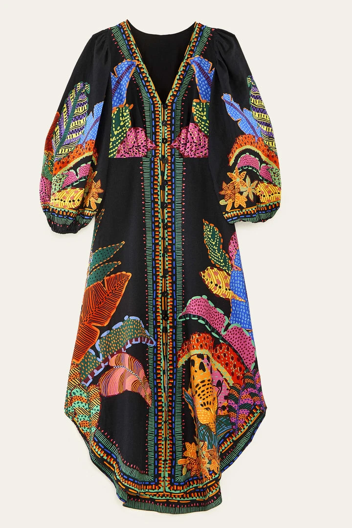 FARM RIO Black Cool Leopards Maxi Dress 6 FARM RIO Black Cool Leopards Maxi Dress