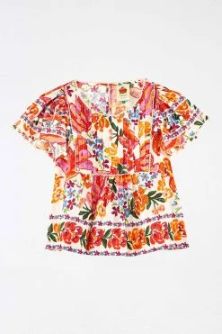 FARM RIO Most Loved WHITE SPRING BANANAS BLOUSE