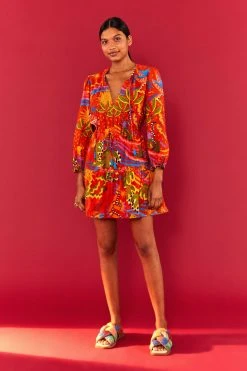 FARM RIO Most Loved RED MAGIC FOREST V NECK MINI DRESS 7 FARM RIO Most Loved RED MAGIC FOREST V NECK MINI DRESS