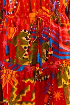 FARM RIO Most Loved RED MAGIC FOREST V NECK MINI DRESS 8 FARM RIO Most Loved RED MAGIC FOREST V NECK MINI DRESS