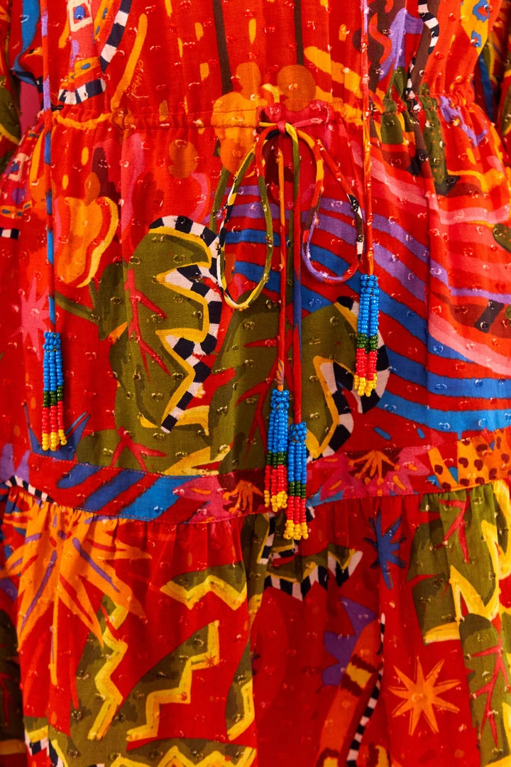 FARM RIO Most Loved RED MAGIC FOREST V NECK MINI DRESS 4 FARM RIO Most Loved RED MAGIC FOREST V NECK MINI DRESS