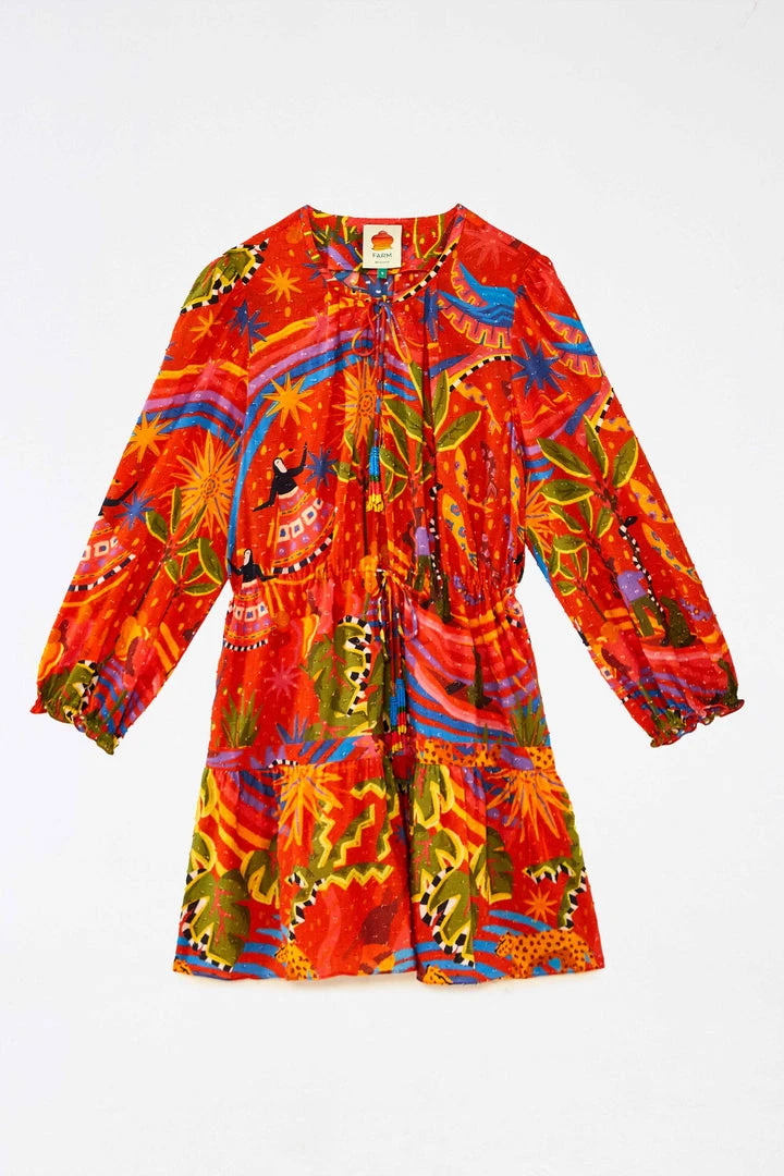 FARM RIO Most Loved RED MAGIC FOREST V NECK MINI DRESS 5 FARM RIO Most Loved RED MAGIC FOREST V NECK MINI DRESS