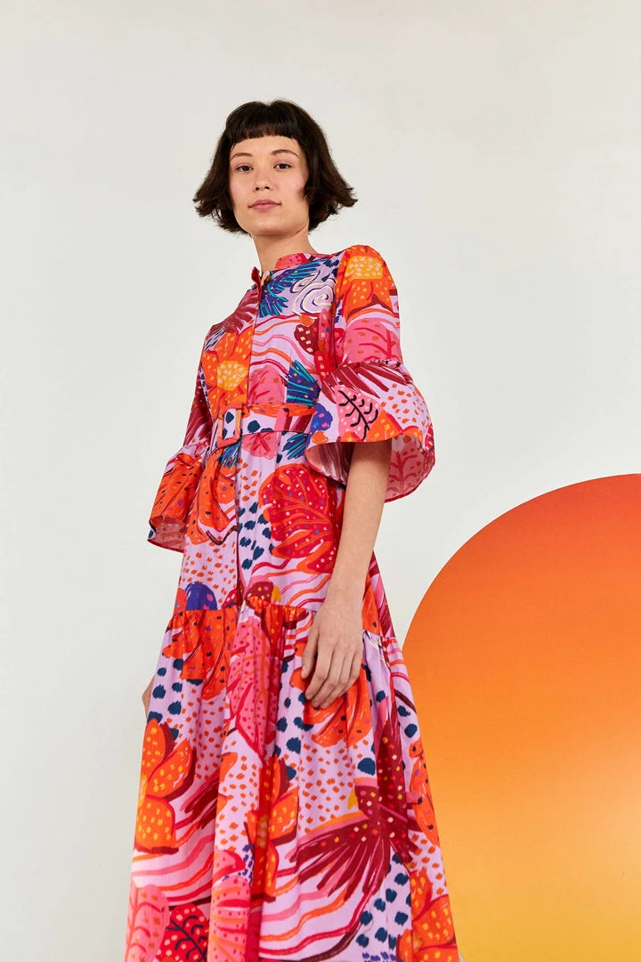 FARM RIO Most Loved LILAC COLORFUL PARTY MIDI DRESS 1 FARM RIO Most Loved LILAC COLORFUL PARTY MIDI DRESS