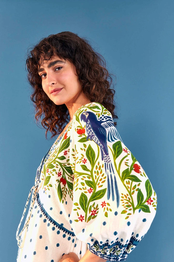 FARM RIO Most Loved Off White Macaw Flight Maxi Dress 3 FARM RIO Most Loved Off White Macaw Flight Maxi Dress
