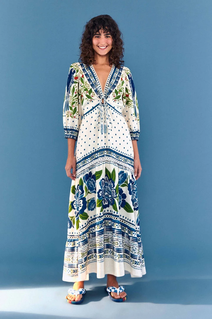 FARM RIO Most Loved Off White Macaw Flight Maxi Dress 4 FARM RIO Most Loved Off White Macaw Flight Maxi Dress