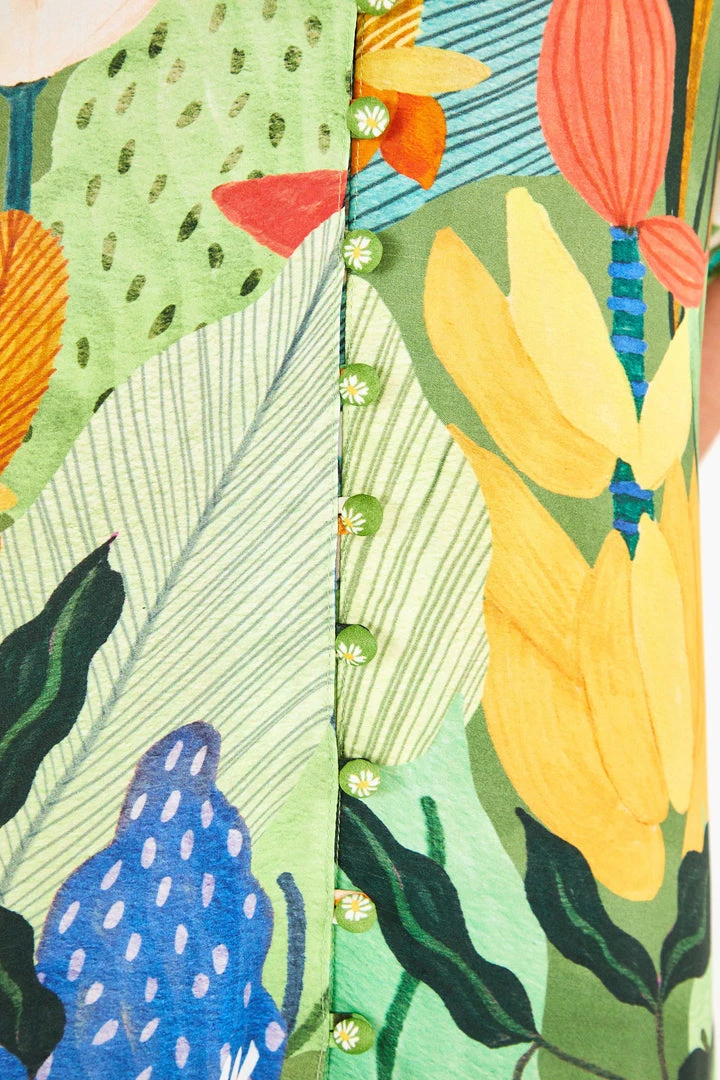 FARM RIO Vintage Toucans Button-Down Midi Dress New In 5 FARM RIO Vintage Toucans Button-Down Midi Dress New In