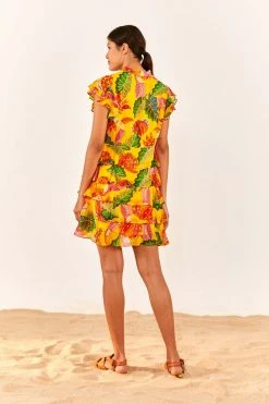 FARM RIO Yellow Beaks & Bananas Layered Mini Dress 9 FARM RIO Yellow Beaks & Bananas Layered Mini Dress
