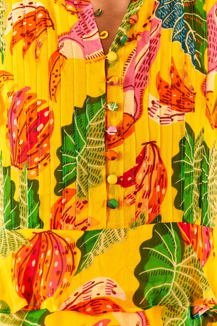 FARM RIO Yellow Beaks & Bananas Layered Mini Dress 6 FARM RIO Yellow Beaks & Bananas Layered Mini Dress