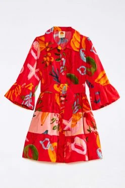 FARM RIO Red Mixed Fruits Ocean Mini Dress