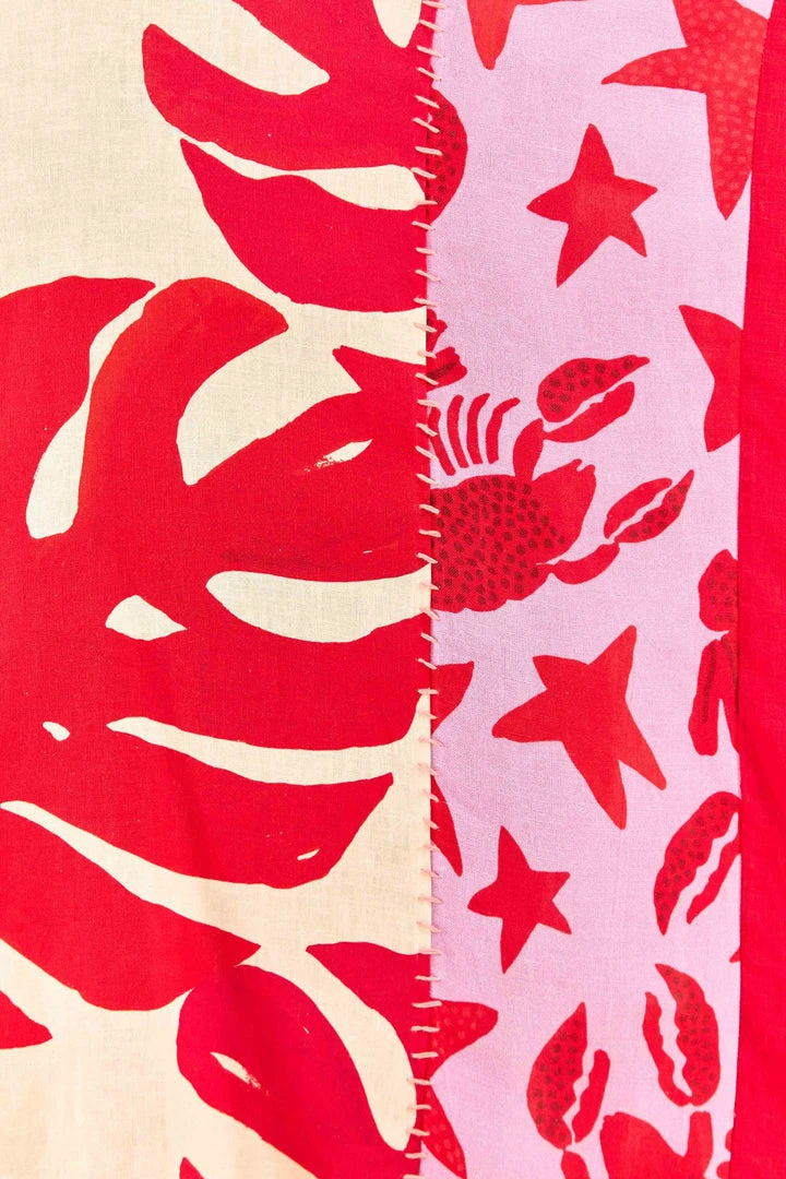 FARM RIO Mixed Red Monstera Asymmetrical Midi Dress 6 FARM RIO Mixed Red Monstera Asymmetrical Midi Dress