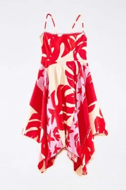 FARM RIO Mixed Red Monstera Asymmetrical Midi Dress 13 FARM RIO Mixed Red Monstera Asymmetrical Midi Dress