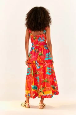 FARM RIO Red Ipanema Midi Dress New In