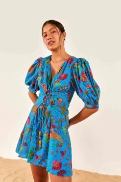 FARM RIO Blue Ocean Stories Mini Dress
