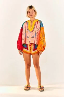 FARM RIO New In Color Block Embroidered Blouse 8 FARM RIO New In Color Block Embroidered Blouse