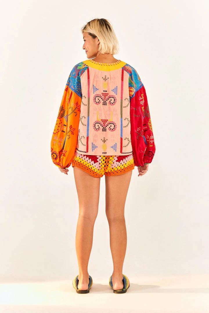FARM RIO New In Color Block Embroidered Blouse 4 FARM RIO New In Color Block Embroidered Blouse
