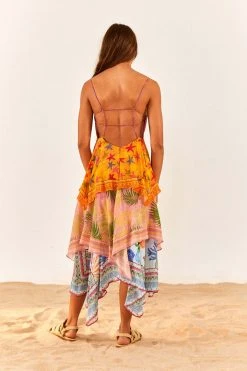 FARM RIO New In Mixed Scarves Layered Midi Dress