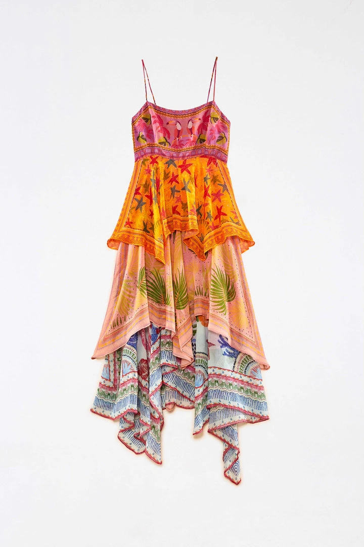 FARM RIO New In Mixed Scarves Layered Midi Dress 7 FARM RIO New In Mixed Scarves Layered Midi Dress