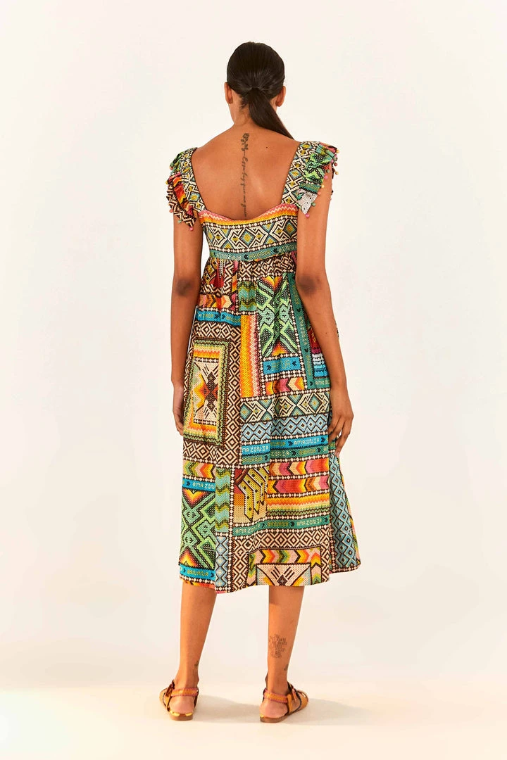 FARM RIO Banana Scarves Square Neck Maxi Dress New In 2 FARM RIO Banana Scarves Square Neck Maxi Dress New In