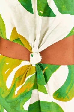 FARM RIO White Monstera Knot Midi Dress New In