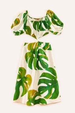 FARM RIO White Monstera Knot Midi Dress New In
