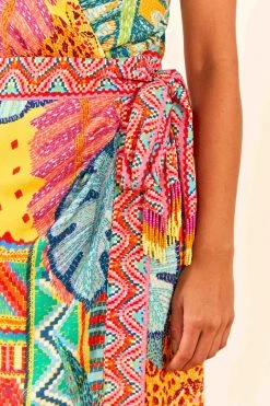 FARM RIO Summer Tapestry Halter Neck Midi Dress 12 FARM RIO Summer Tapestry Halter Neck Midi Dress