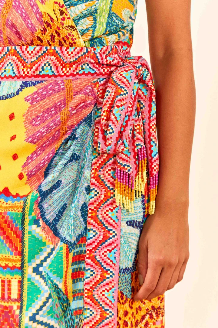 FARM RIO Summer Tapestry Halter Neck Midi Dress 6 FARM RIO Summer Tapestry Halter Neck Midi Dress