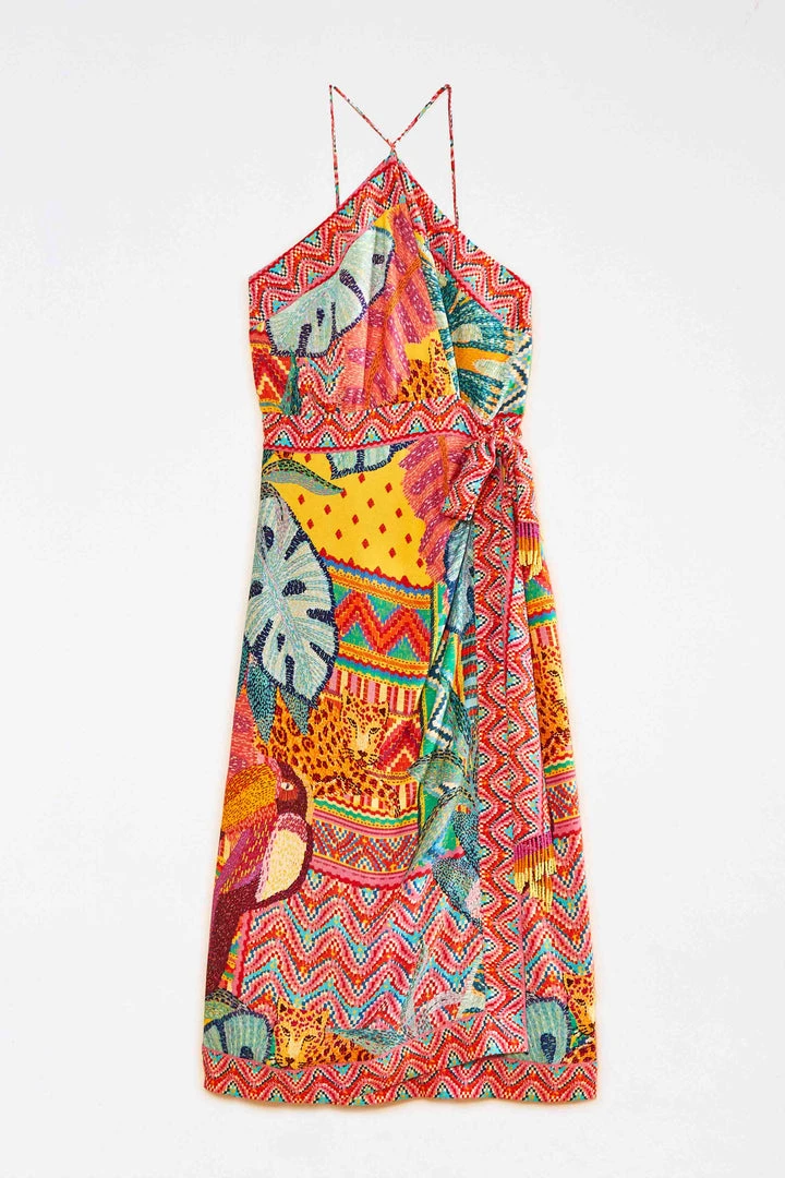 FARM RIO Summer Tapestry Halter Neck Midi Dress 7 FARM RIO Summer Tapestry Halter Neck Midi Dress