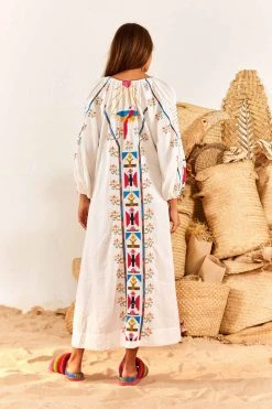 FARM RIO New In White Macaw Embroidered Maxi Dress