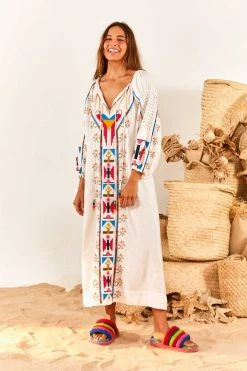 FARM RIO New In White Macaw Embroidered Maxi Dress