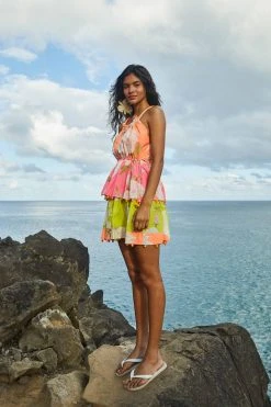 FARM RIO New In Mixed Neon Garden Layered Mini Dress 9 FARM RIO New In Mixed Neon Garden Layered Mini Dress