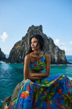 FARM RIO Blue Sunny Day One-Shoulder Maxi Dress 12 FARM RIO Blue Sunny Day One-Shoulder Maxi Dress