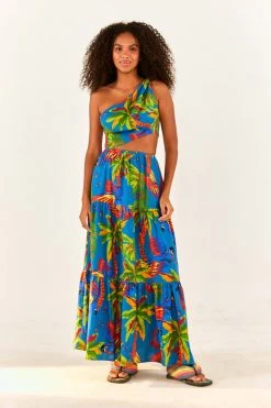 FARM RIO Blue Sunny Day One-Shoulder Maxi Dress 11 FARM RIO Blue Sunny Day One-Shoulder Maxi Dress