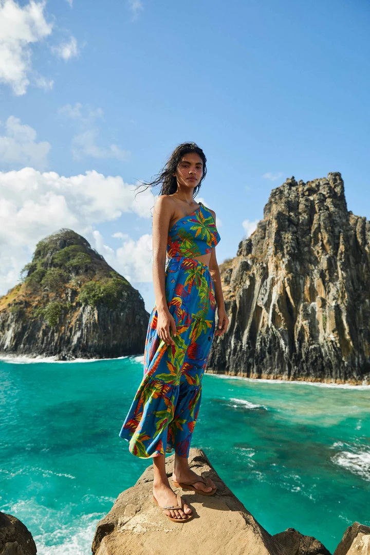 FARM RIO Blue Sunny Day One-Shoulder Maxi Dress 3 FARM RIO Blue Sunny Day One-Shoulder Maxi Dress