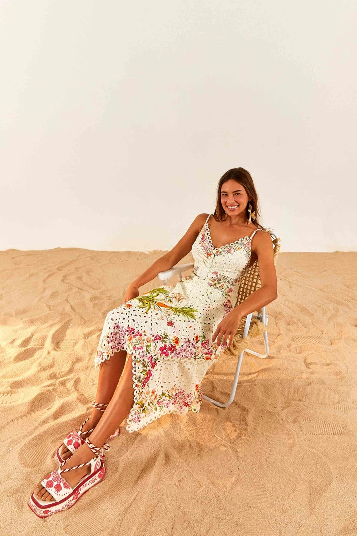 FARM RIO Delicate Forest Scarves Midi Dress New In 3 FARM RIO Delicate Forest Scarves Midi Dress New In