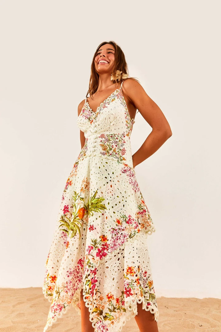 FARM RIO Delicate Forest Scarves Midi Dress New In 1 FARM RIO Delicate Forest Scarves Midi Dress New In